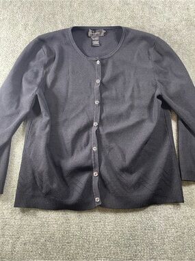 Pointelle Black Knit Cardigan - Button Front